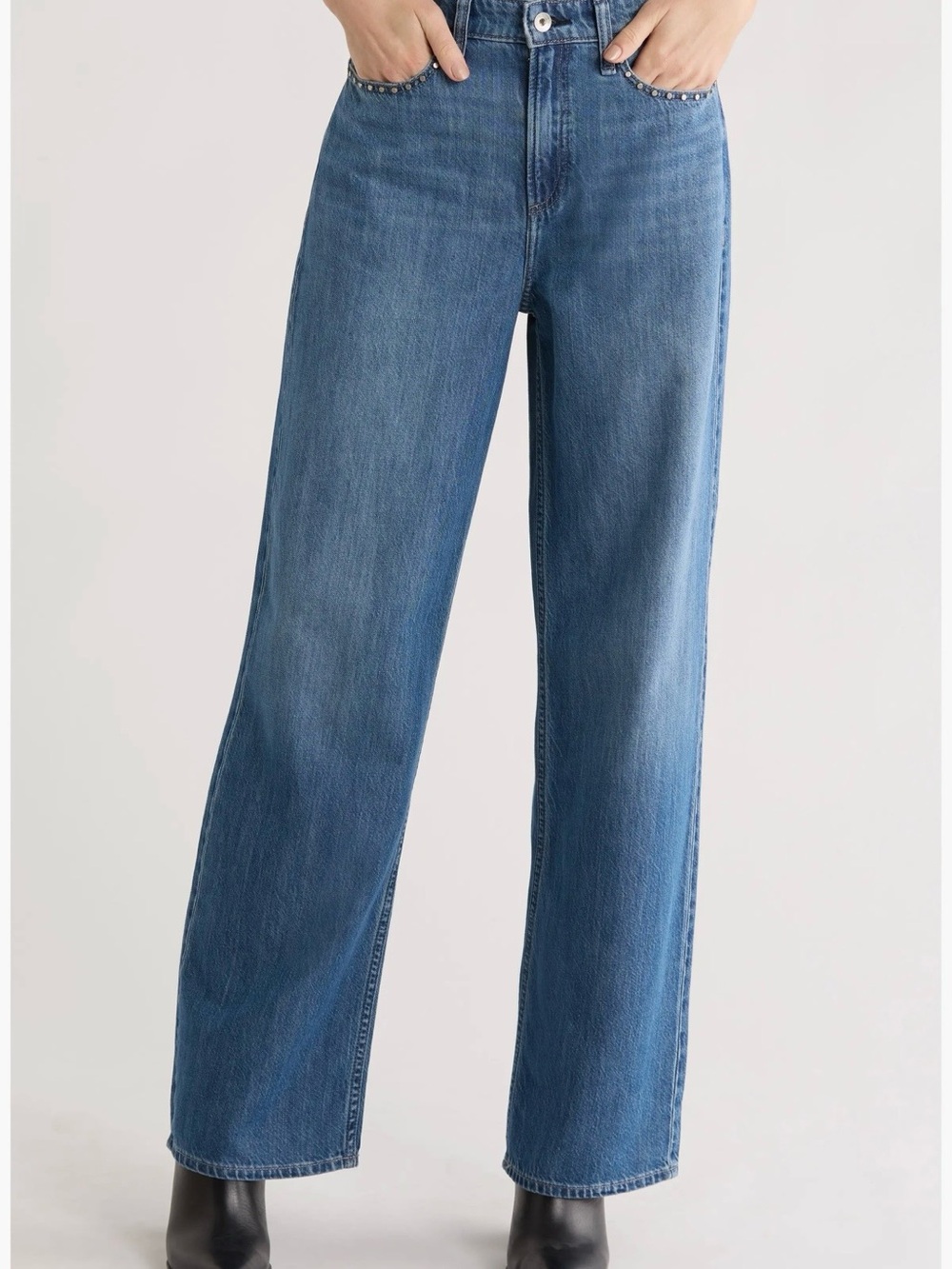 rag & bone Wide-Leg Jeans in Medium Blue Wash
